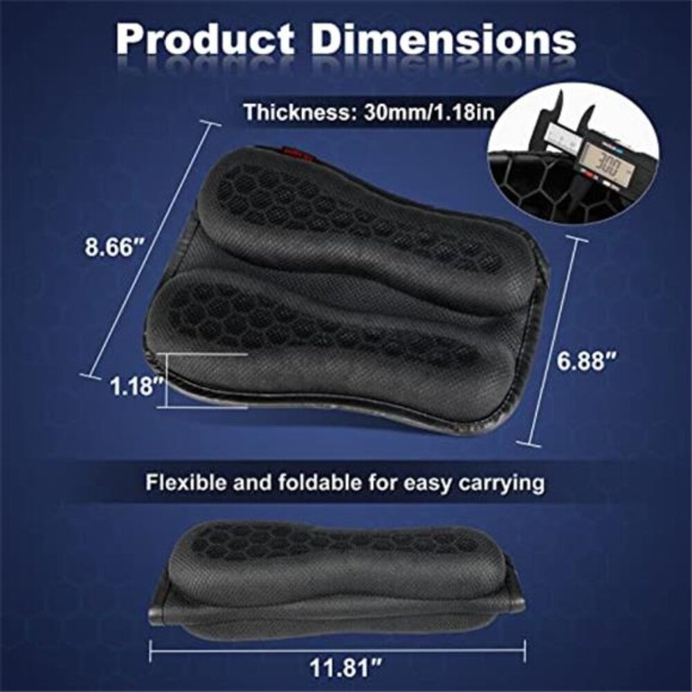 Motorcycle Gel Rear Seat Cushion - 3D Honeycomb Shock Absorption Pad Small - Picture 6 of 6